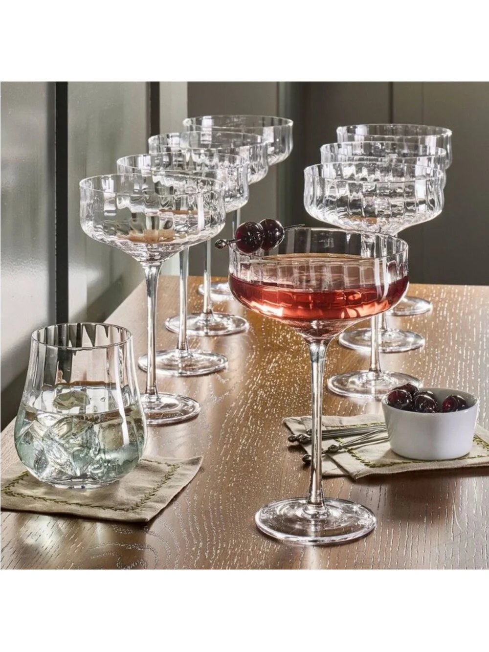 **Set of 8**  12oz Coupe Margarita Glasses Clear - Hearth & Hand Ribbed Scallop